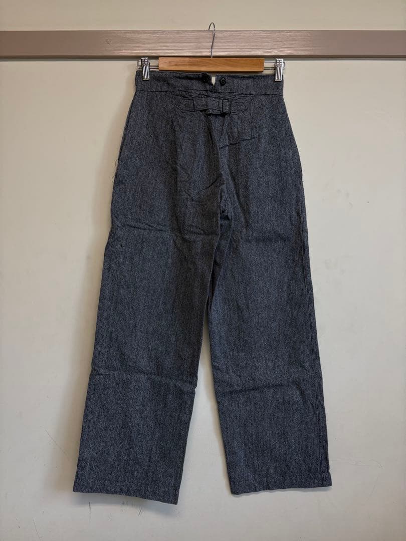 30s 40s ブラックシャンブレーパンツ　黒シャンパンツ