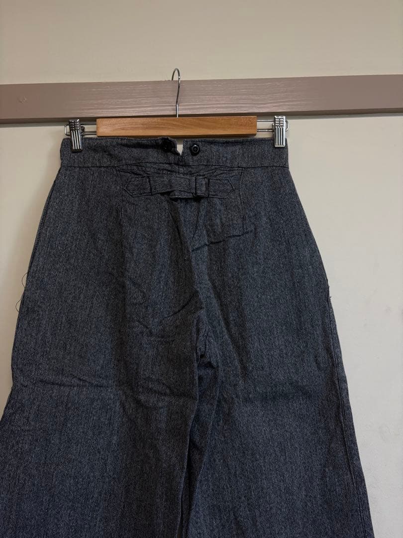 30s 40s ブラックシャンブレーパンツ　黒シャンパンツ