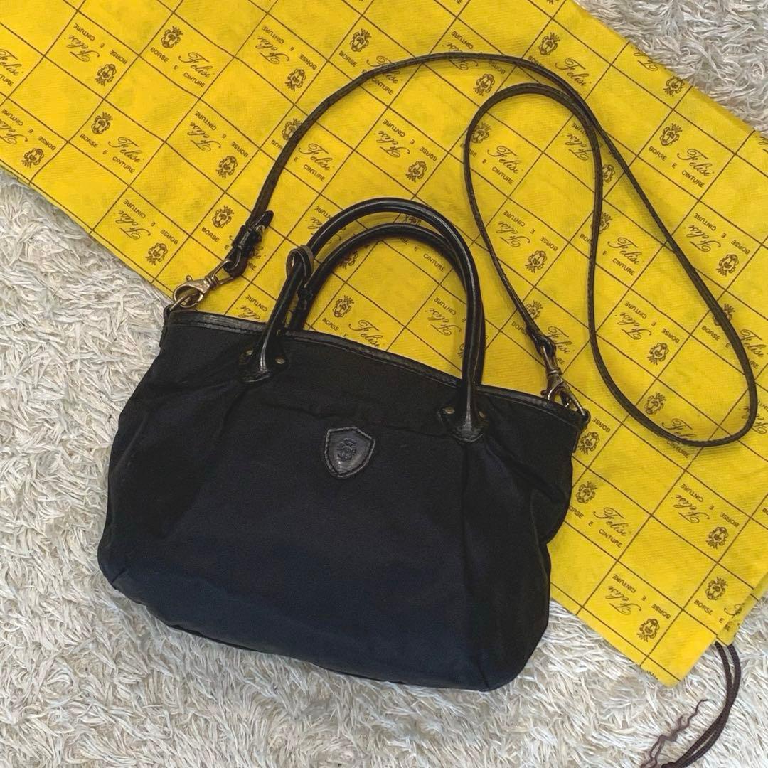 美品✨フェリージ ショルダーバッグ 2way ナイロン ブラック