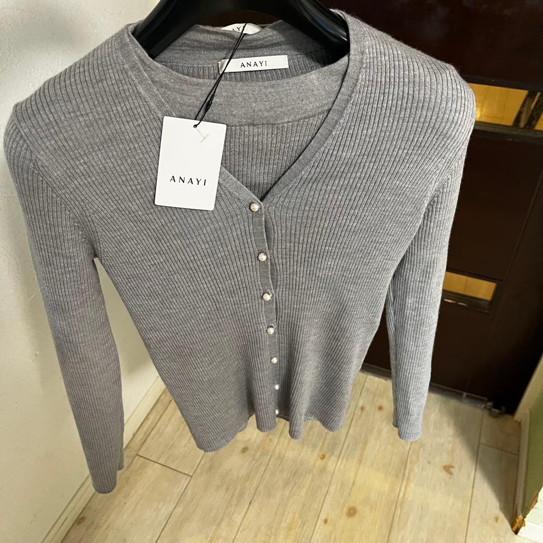 新品☆ ANAYI パール釦リブニット　セットアップ/セオリー、23区、ロペ