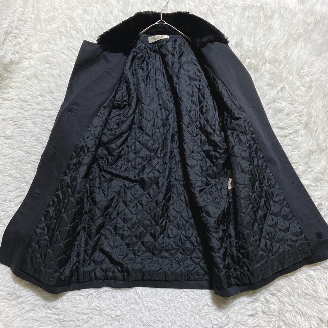 クリスチャンディオール　キルティング　ファーコート　ロング　袖ファー　ブラック