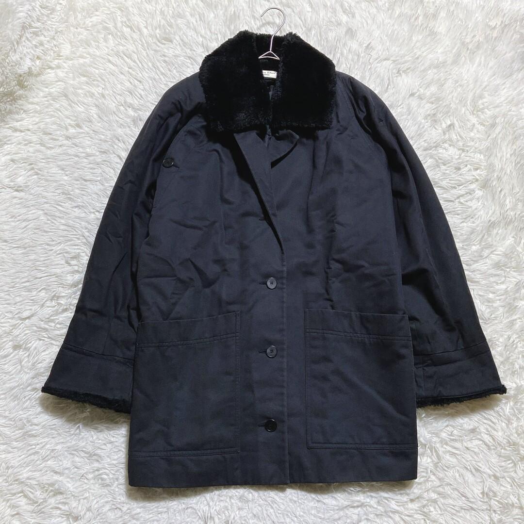 クリスチャンディオール　キルティング　ファーコート　ロング　袖ファー　ブラック