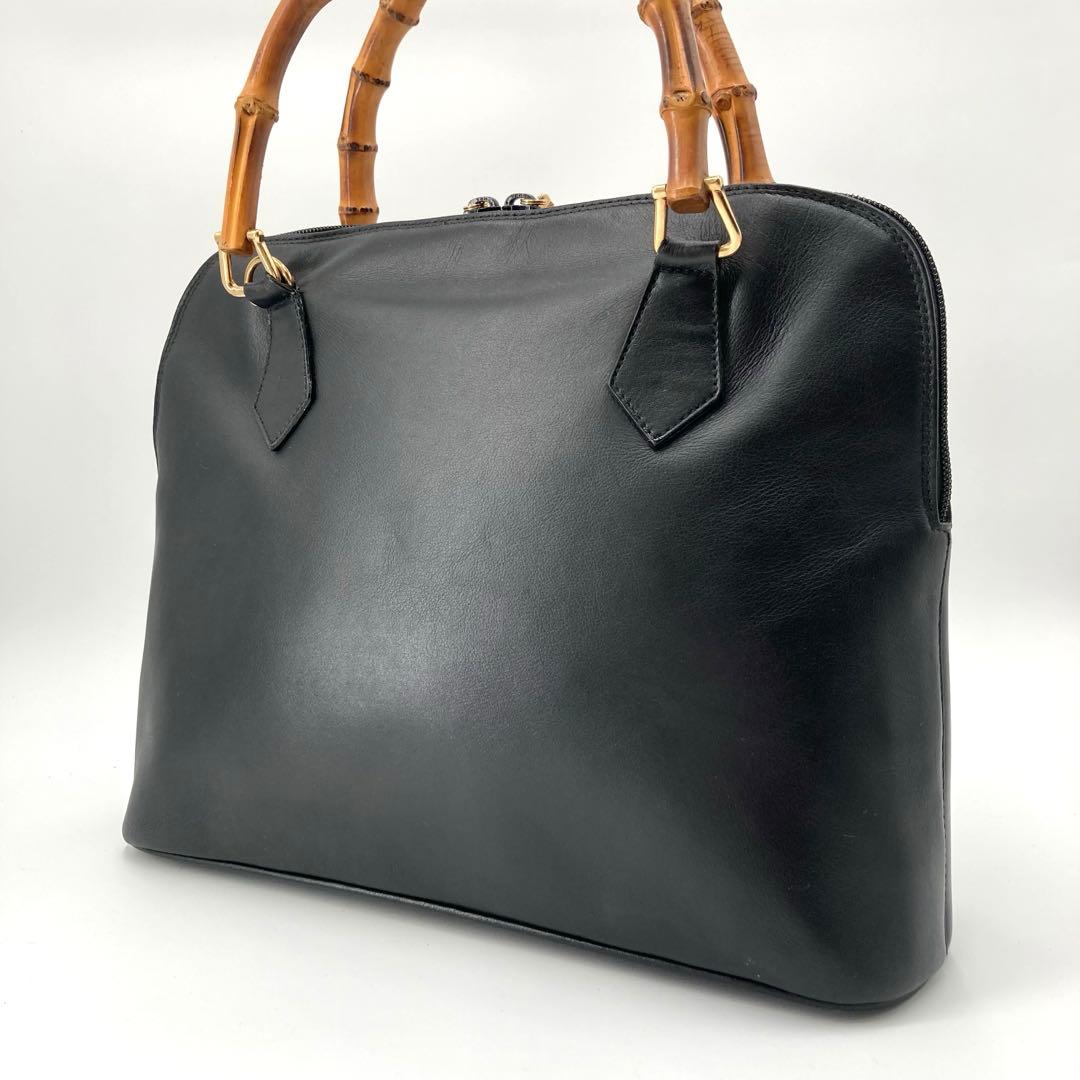 美品✨GUCCI グッチ バンブー 2way ショルダーバッグ レザー ブラック