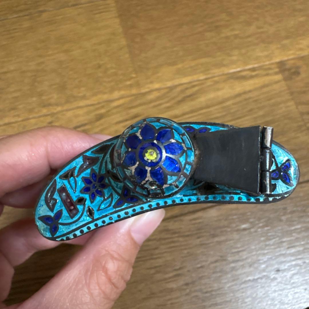 ヴィンテージ Cloisonné エナメル 925 シルバーヒップフラスコ