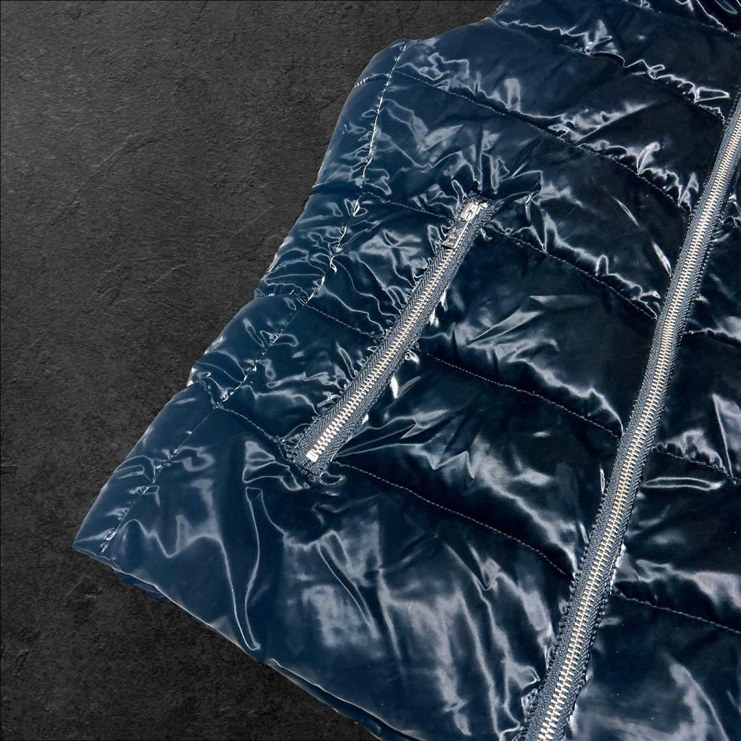 本日限定価格‼️adamsJUGGLER ダウンベスト 黒 光沢 人気 刺繍ロゴ