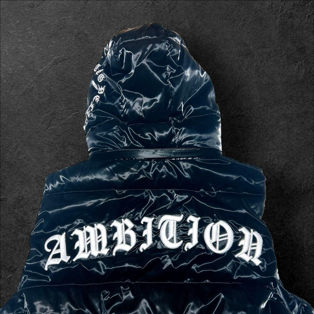 本日限定価格‼️adamsJUGGLER ダウンベスト 黒 光沢 人気 刺繍ロゴ