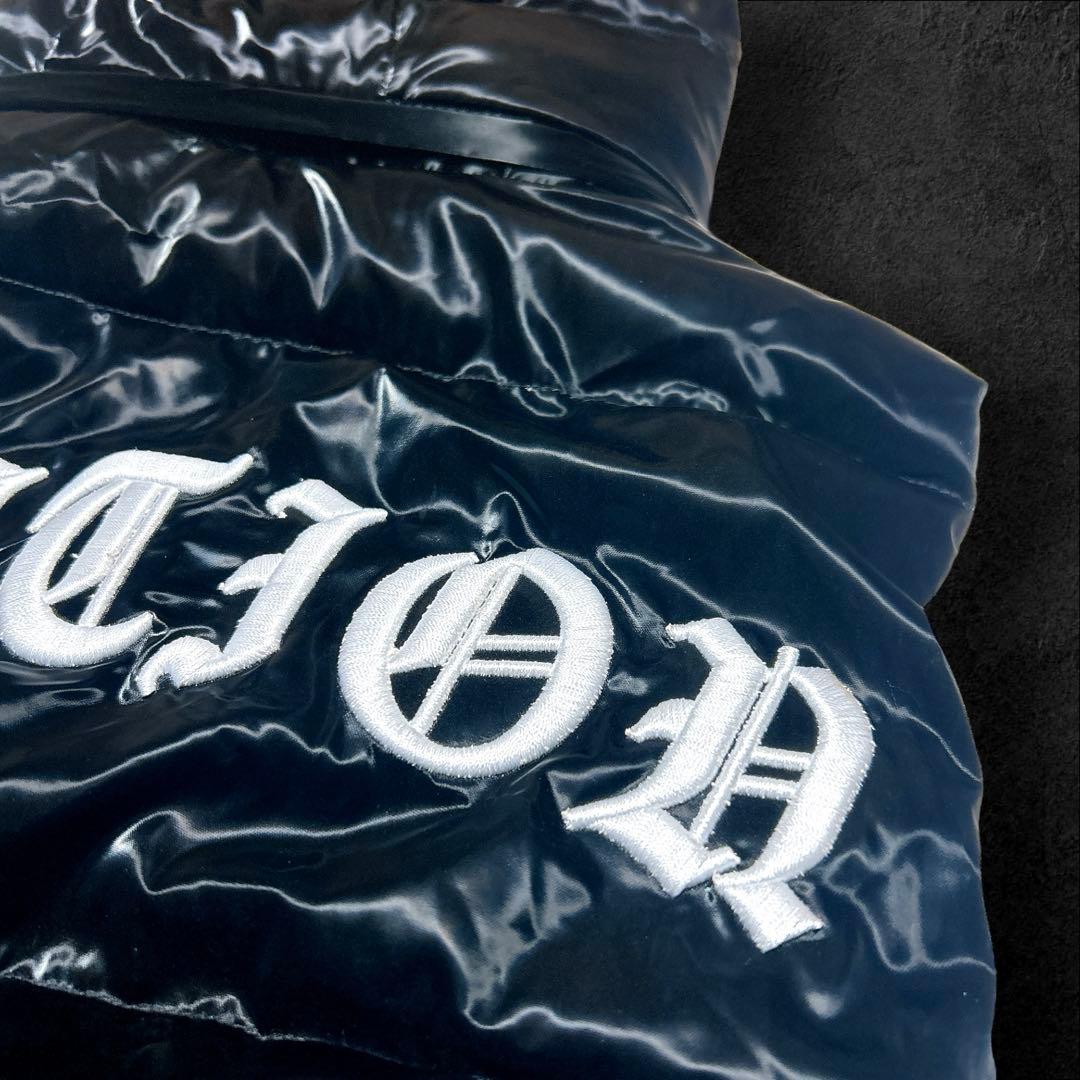 本日限定価格‼️adamsJUGGLER ダウンベスト 黒 光沢 人気 刺繍ロゴ