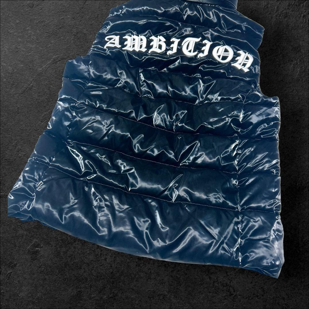 本日限定価格‼️adamsJUGGLER ダウンベスト 黒 光沢 人気 刺繍ロゴ