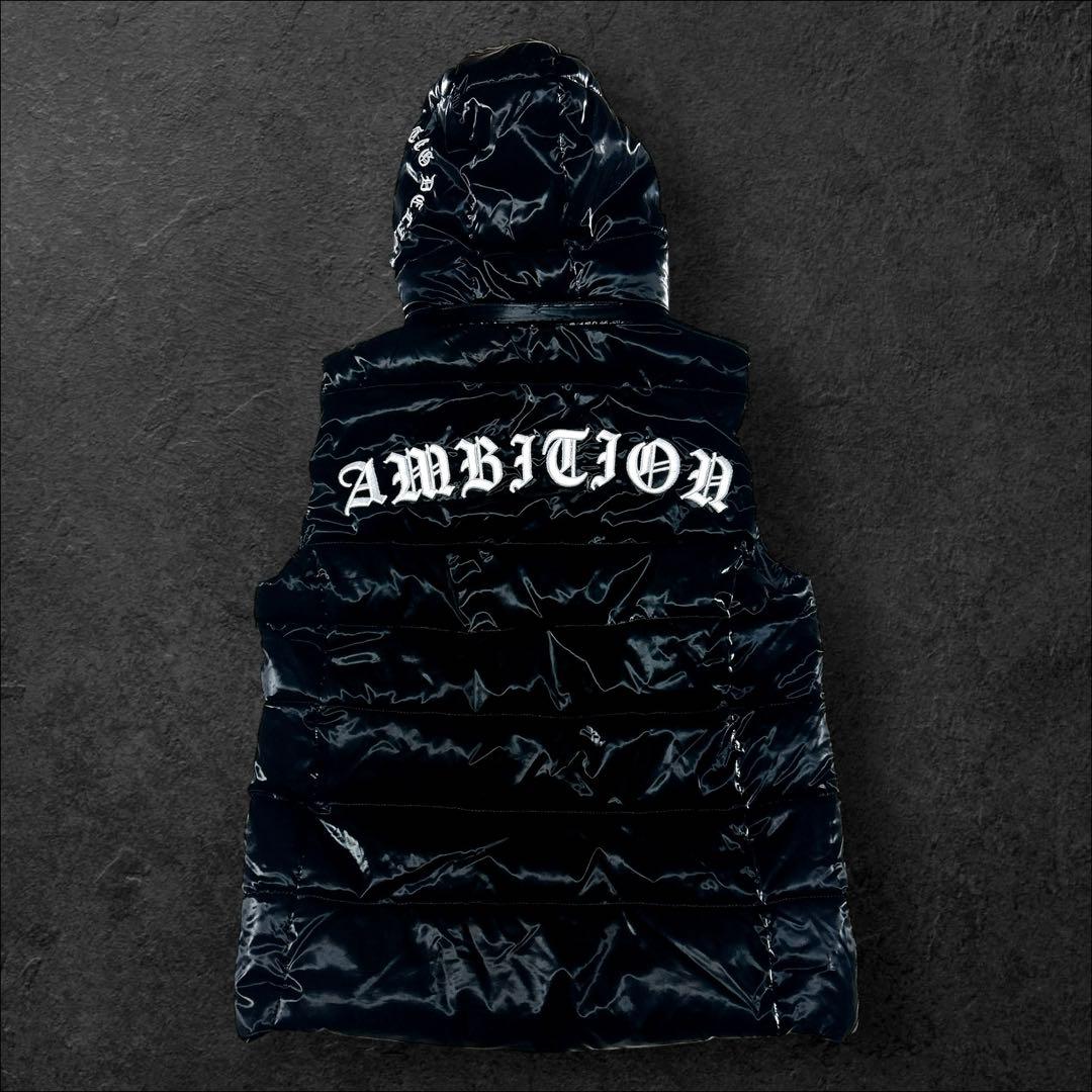 本日限定価格‼️adamsJUGGLER ダウンベスト 黒 光沢 人気 刺繍ロゴ