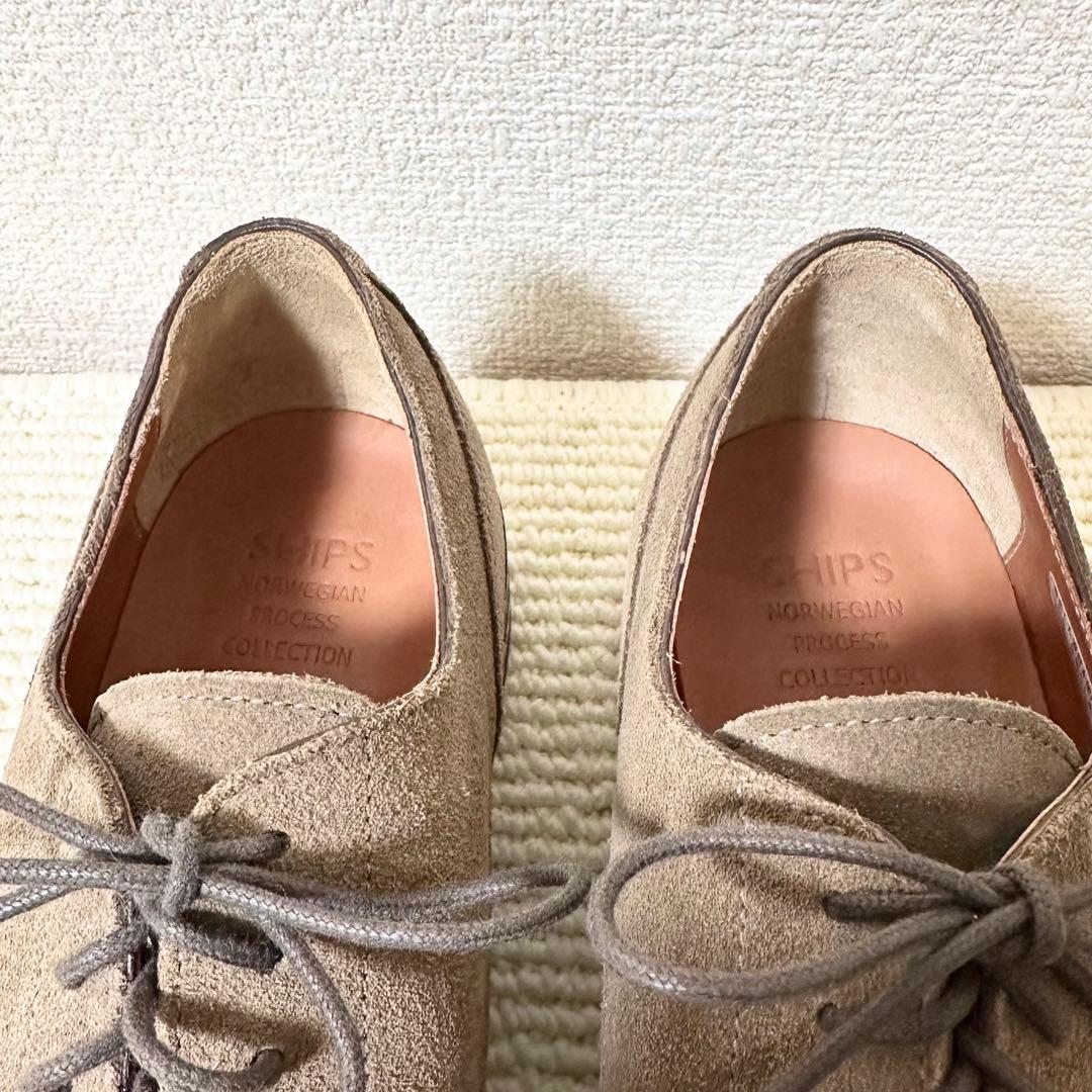 SHIPS ノルウェージャン Uチップ シューズ スエード カーキ レザー