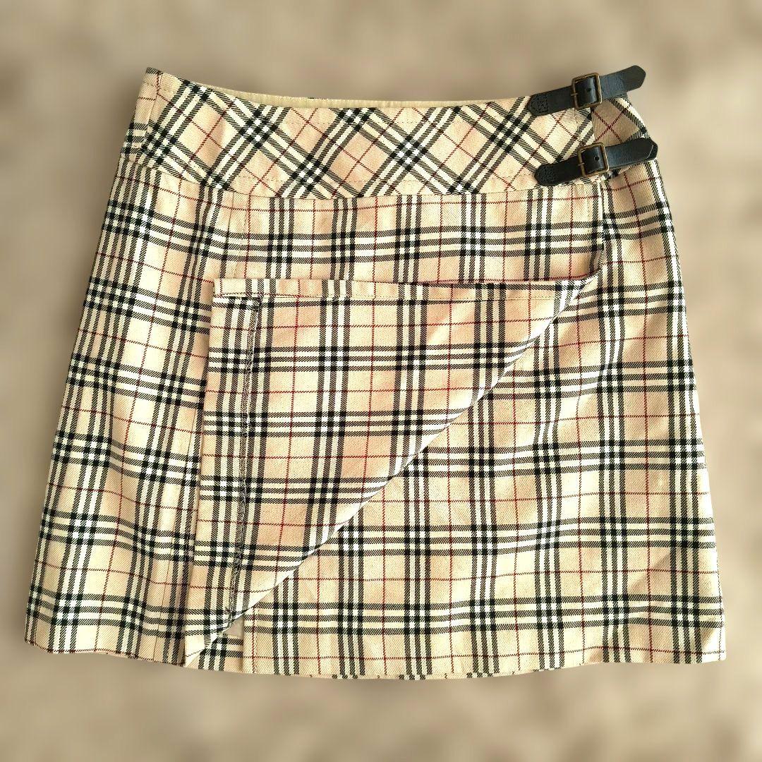 ✨美品 バーバリーブルーレーベル ノバチェック プリーツスカート ベージュ 36