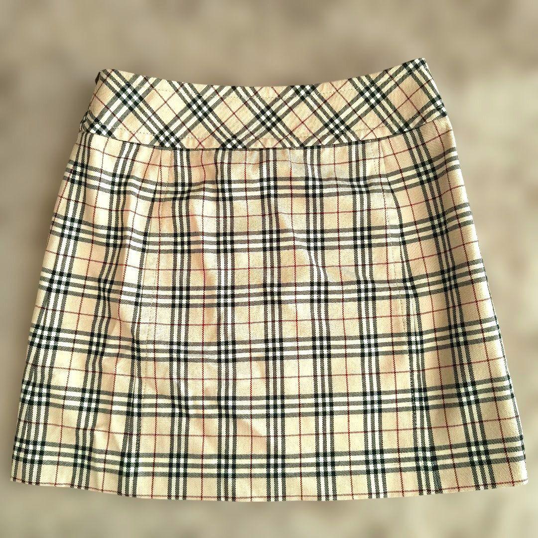 ✨美品 バーバリーブルーレーベル ノバチェック プリーツスカート ベージュ 36