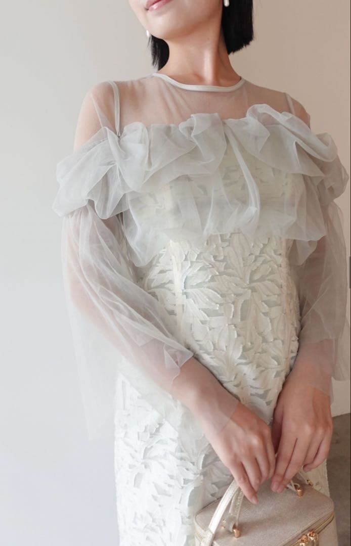 LADYボリュームチュールジャガードドレス
