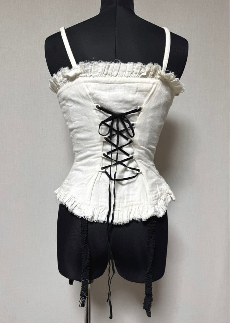 Na+H ガーター付きガーゼビスチェ キャミソール ホワイト 白