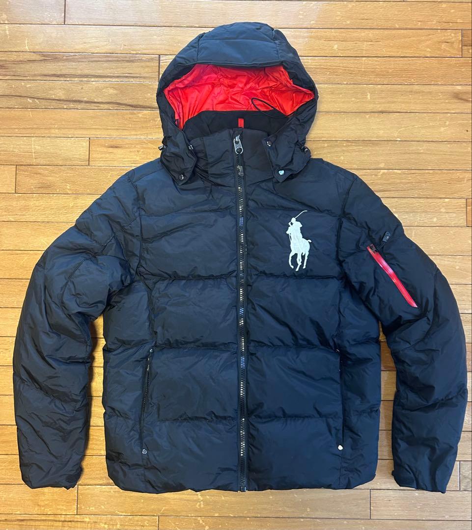 POLO RALPH LAUREN ダウンジャケット S 黒×赤 ビッグポニー