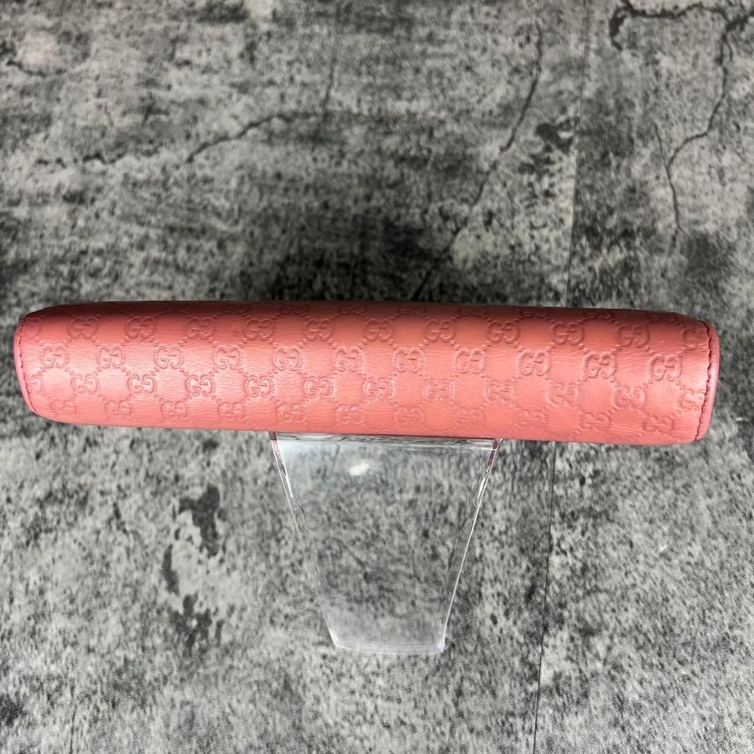 GUCCI マイクロGG シマ レザー 長財布 ピンク