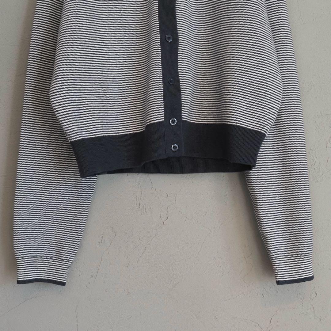 CABaN カシミヤ ストライプ クルーネックカーディガン