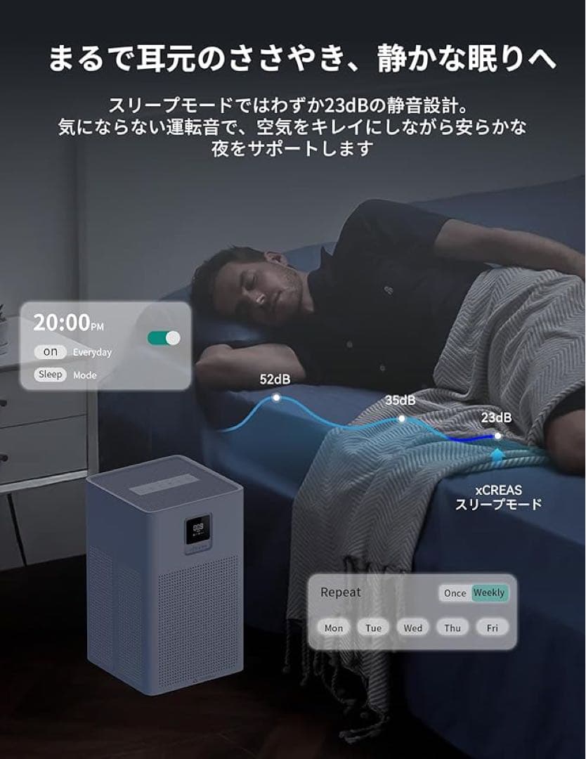 空気清浄機 静音 24畳 ペット消臭 アロマ 省エネ 3段風量設定 AI風速調整