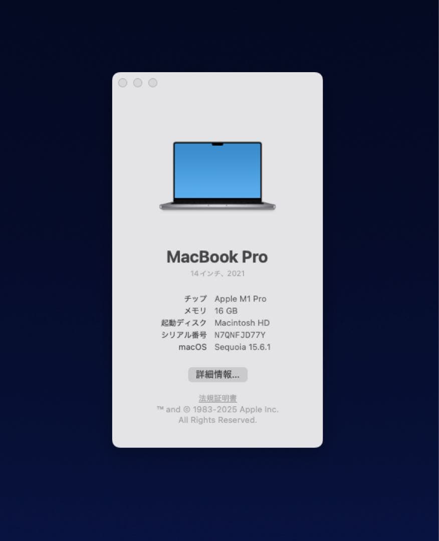 【画面不良あり】MacBook Pro M1 14インチ 16GB 1TB