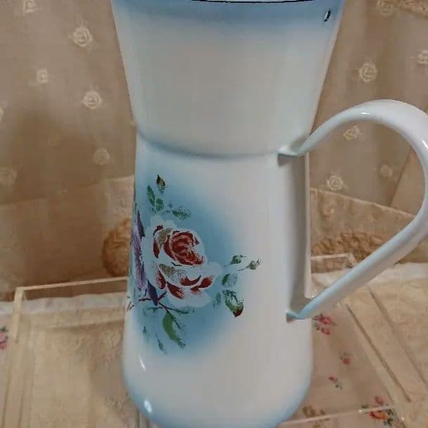 イマン プリンセスローズブルー ジャグ ポット 花柄 Imane ホーロー