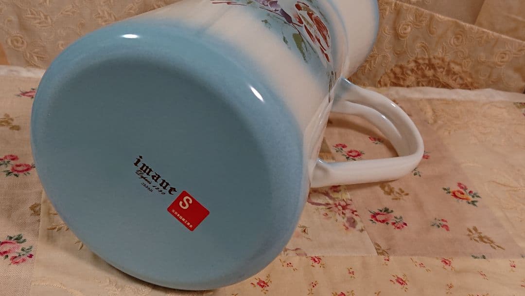 イマン プリンセスローズブルー ジャグ ポット 花柄 Imane ホーロー