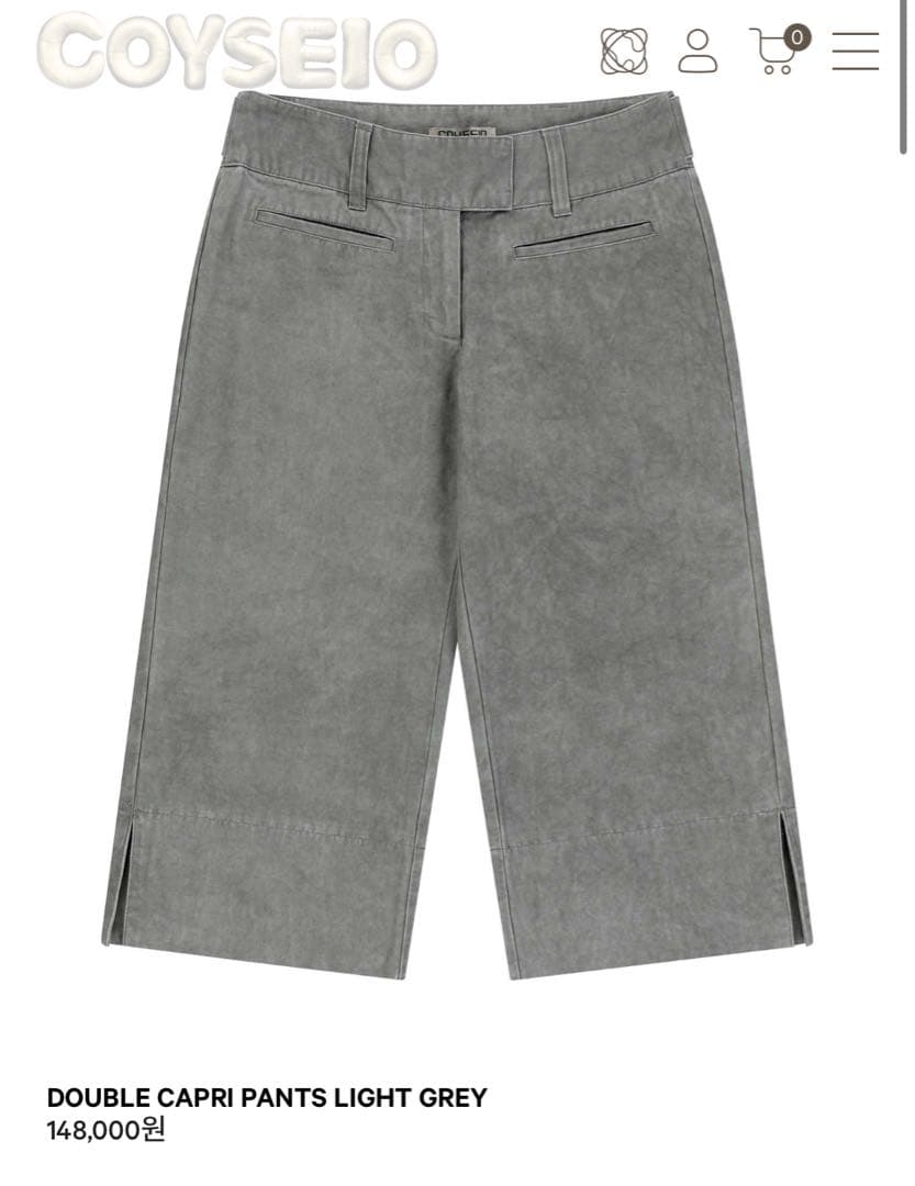 パンツ Coyseio DOUBLE CAPRI PANTS LIGHT GREY