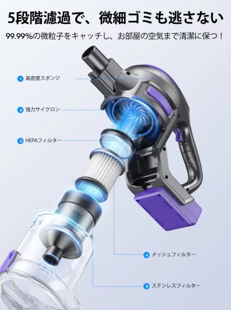 掃除機 コードレス 自立式 50000pa強吸引力 コードレス掃除機 充電式