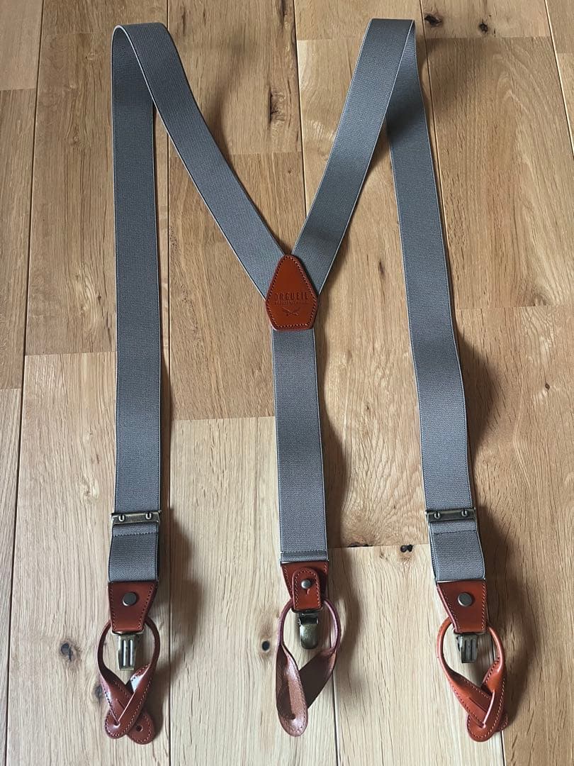ORGUEIL グレー サスペンダー　オルゲイユ　アメカジ　東洋　ベルト　超美品