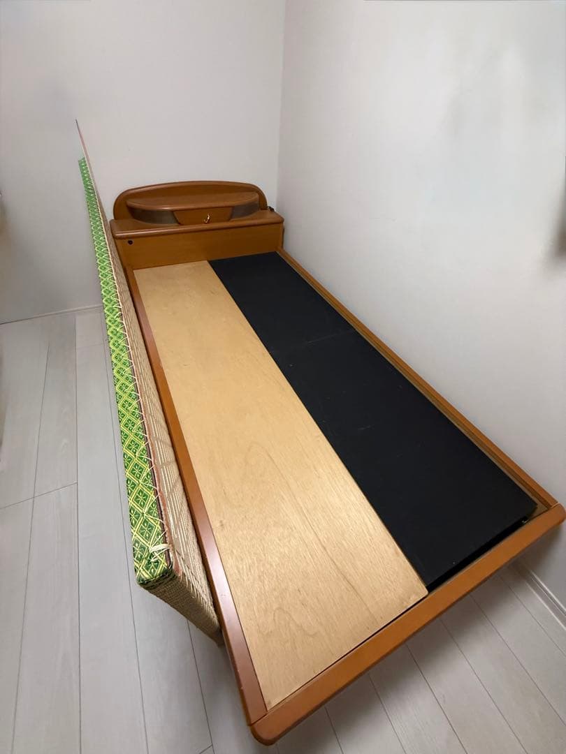 木製シングルベッド 引き出し付き 和風デザイン