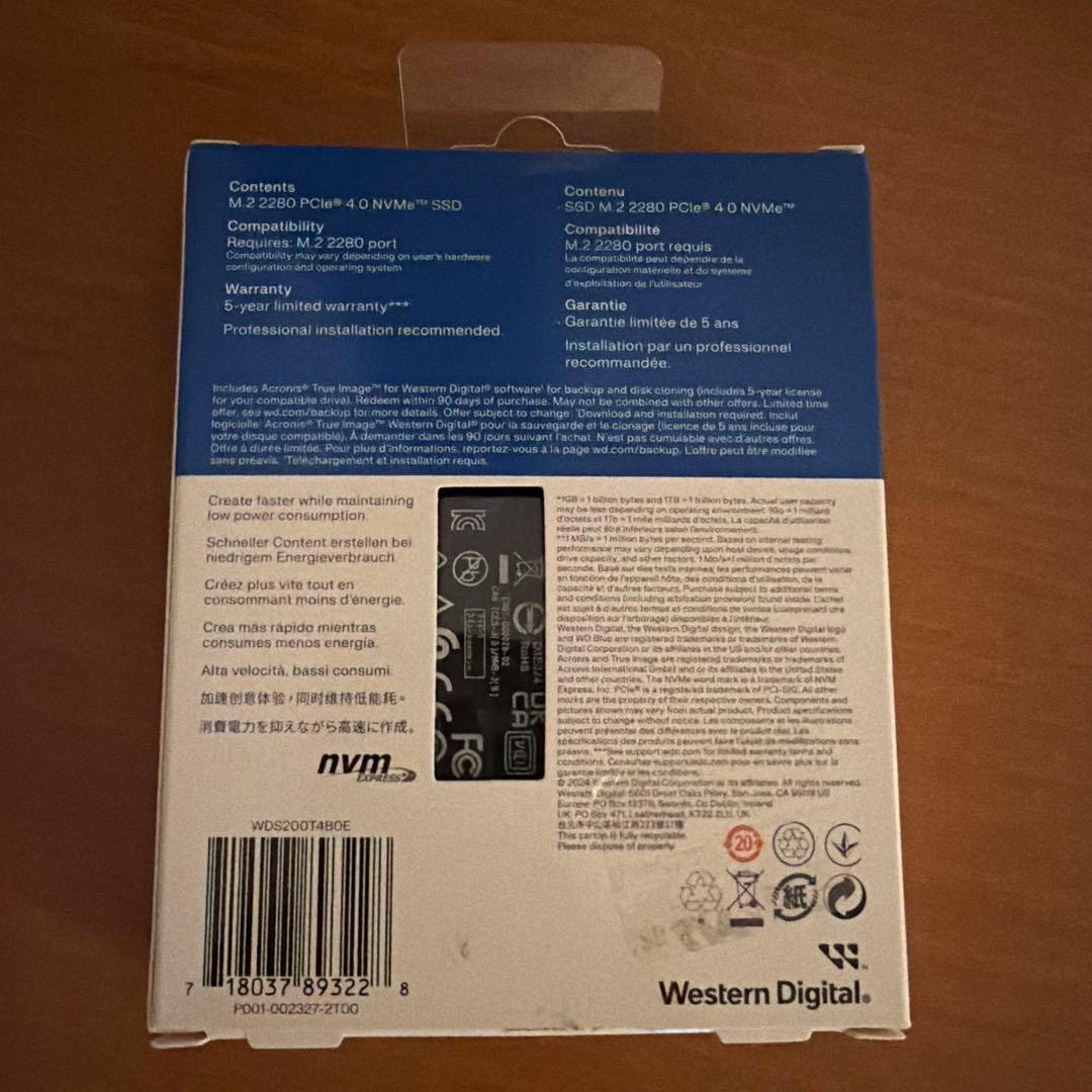 内蔵型SSD WD Blue SN5000 2TB NVMe SSD M.2 2280