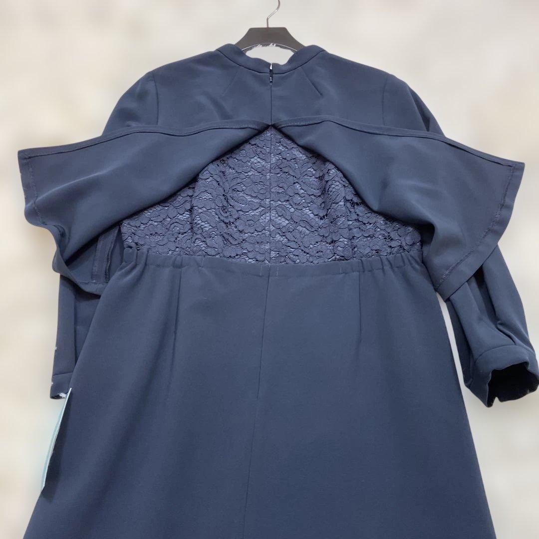 新品未使用タグ付き 組曲 ワンピース レース切替え セレモニー ネイビー L