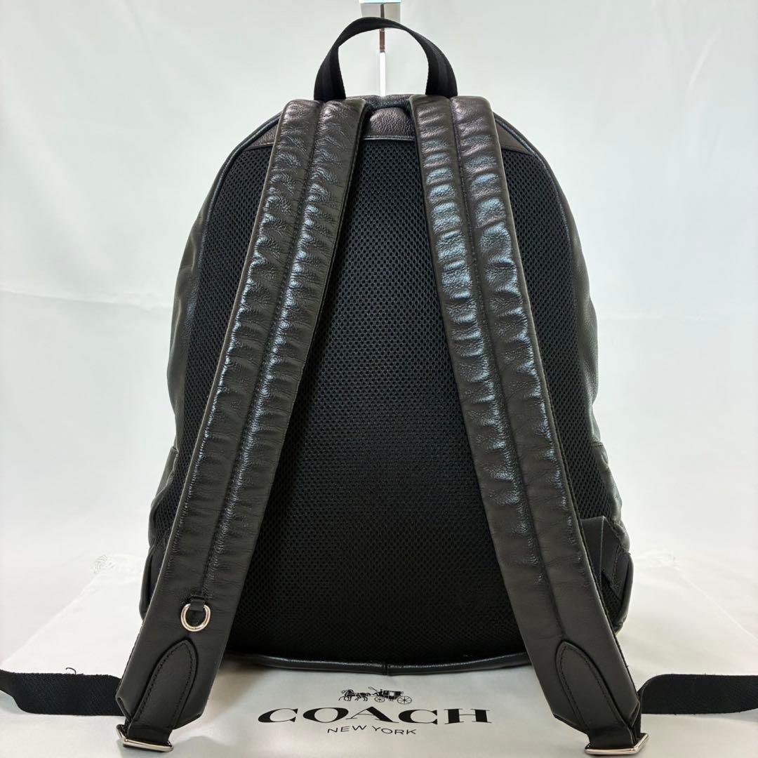 【美品】コーチ 54786 チャールズ リュック ビジネスバッグ レザー 黒