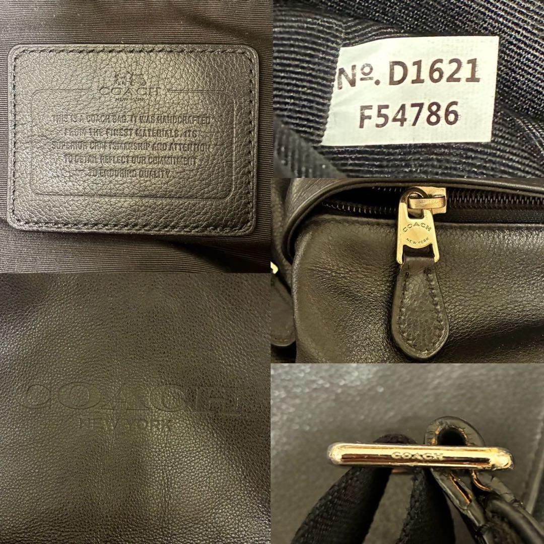 【美品】コーチ 54786 チャールズ リュック ビジネスバッグ レザー 黒