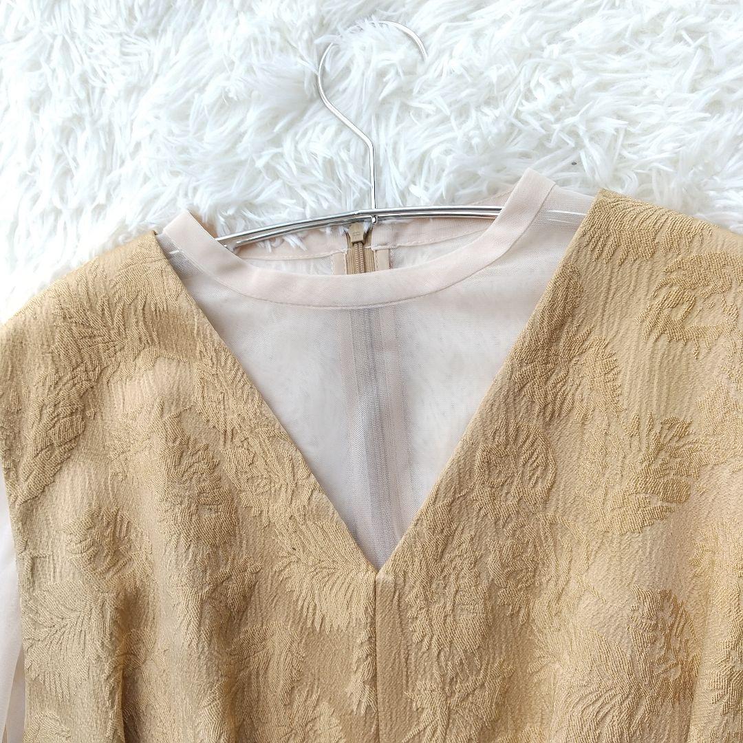 美品　AIMER　チュールブラウス付 ジャカード タイト パーティードレス