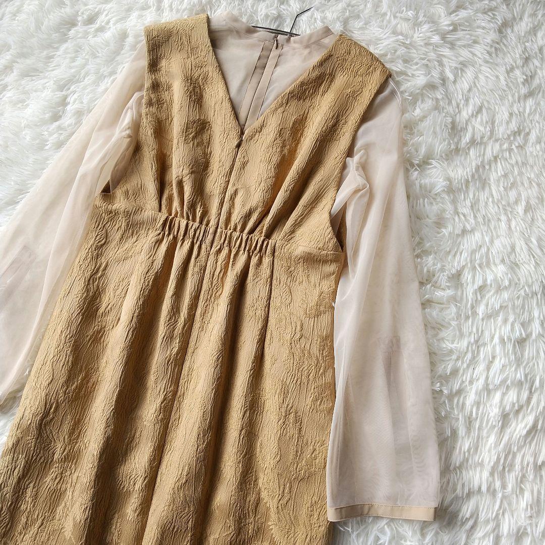 美品　AIMER　チュールブラウス付 ジャカード タイト パーティードレス