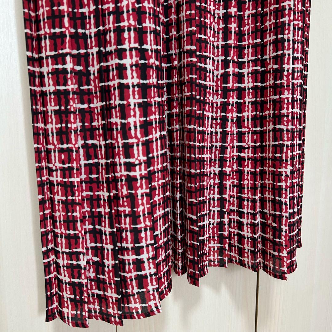 22AW♡グレースコンチネンタル ツイードプリントワンピース 36 金釦