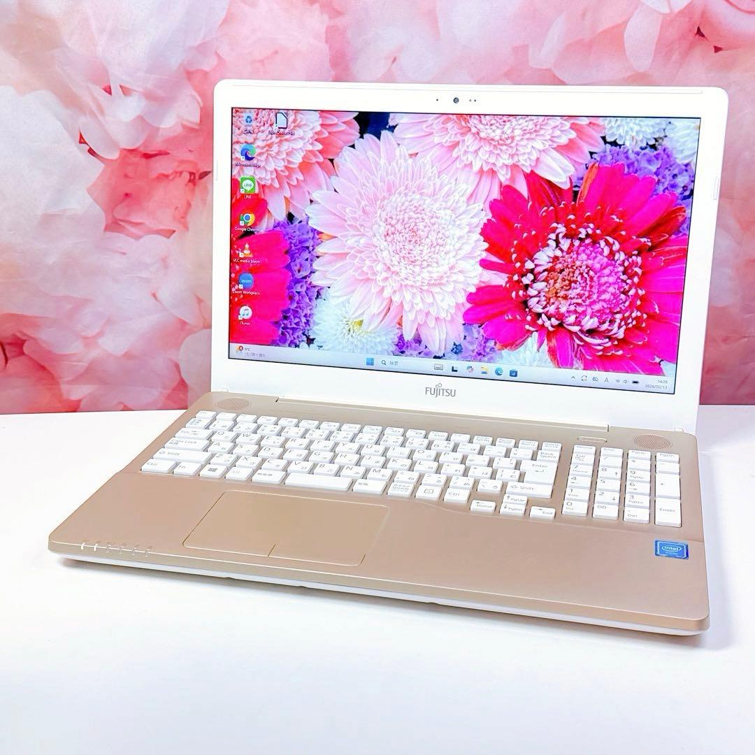 新品SSD✨Windows11✨ノートパソコン✨カメラ✨オフィス✨お洒落ゴールド