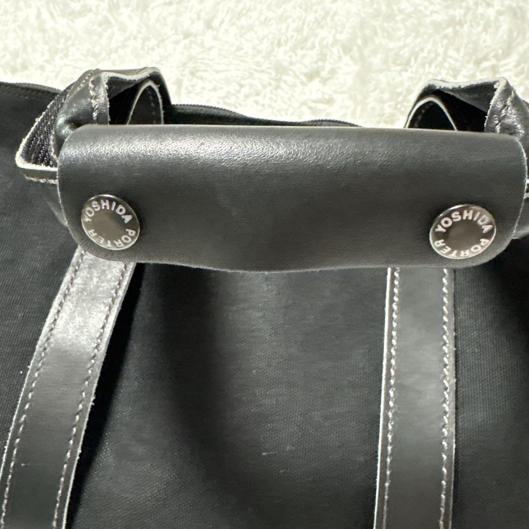 ポーター　吉田鞄　レザー　キャンバス　ボストンバッグ　ブラック