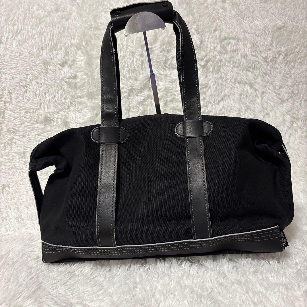 ポーター　吉田鞄　レザー　キャンバス　ボストンバッグ　ブラック