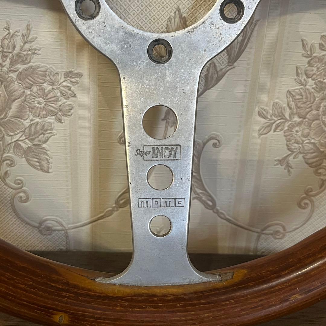 【中古品】MOMO インディー ウッドハンドル　ステアリング 11-86 旧車