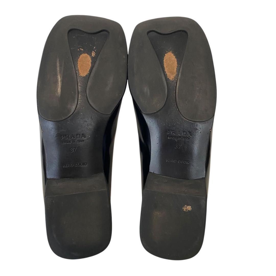 靴 Archive PRADA square toe leather loafers