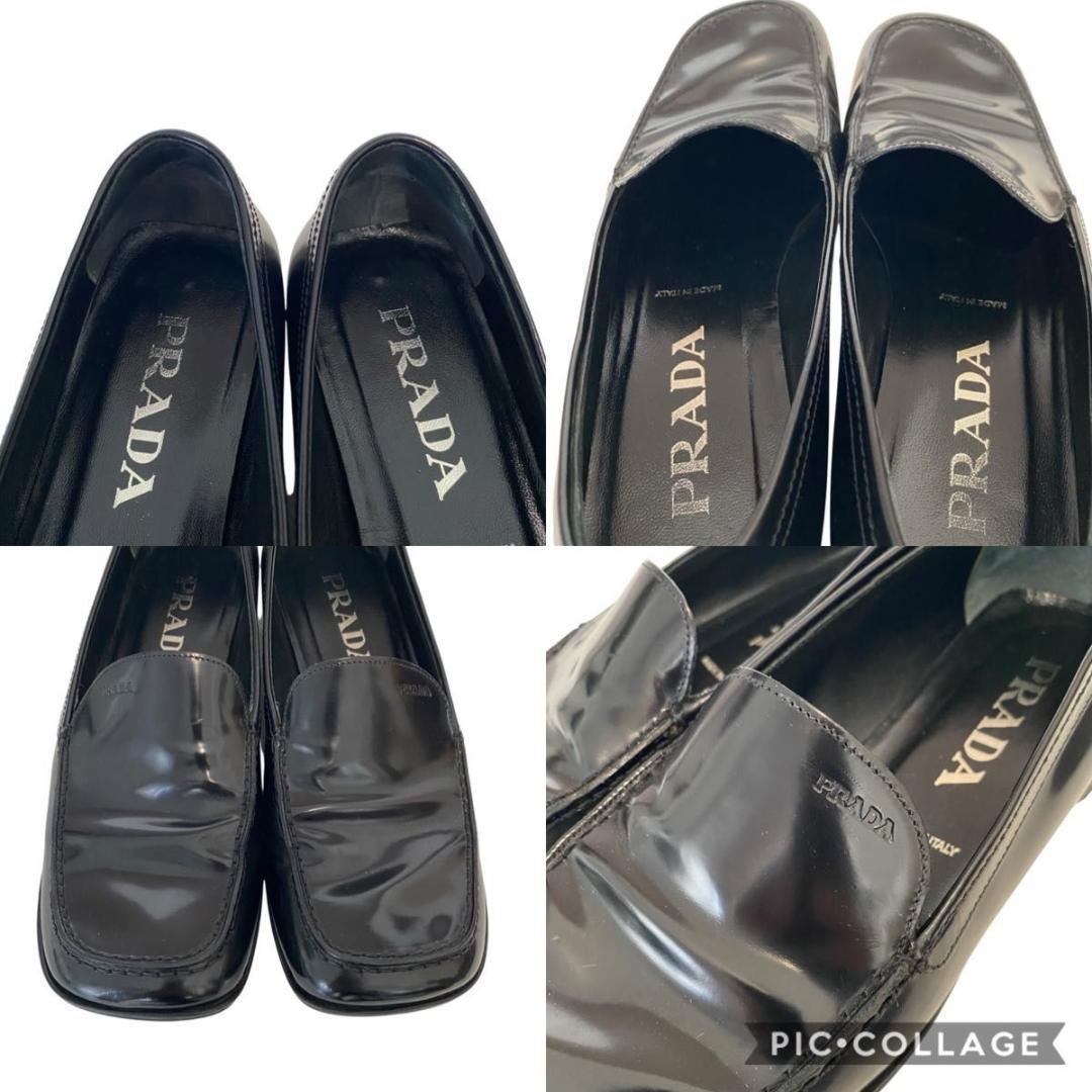 靴 Archive PRADA square toe leather loafers