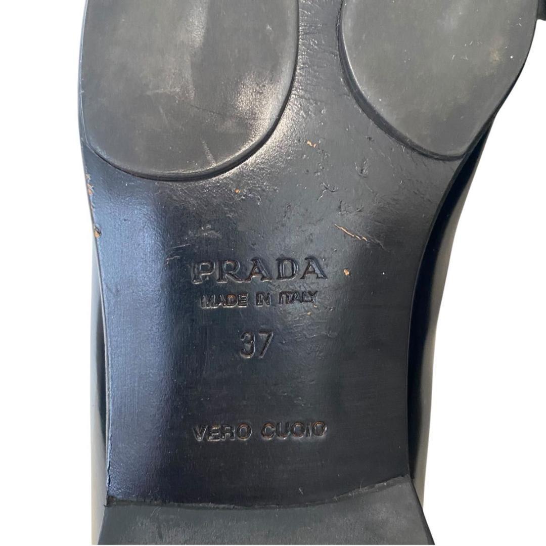 靴 Archive PRADA square toe leather loafers