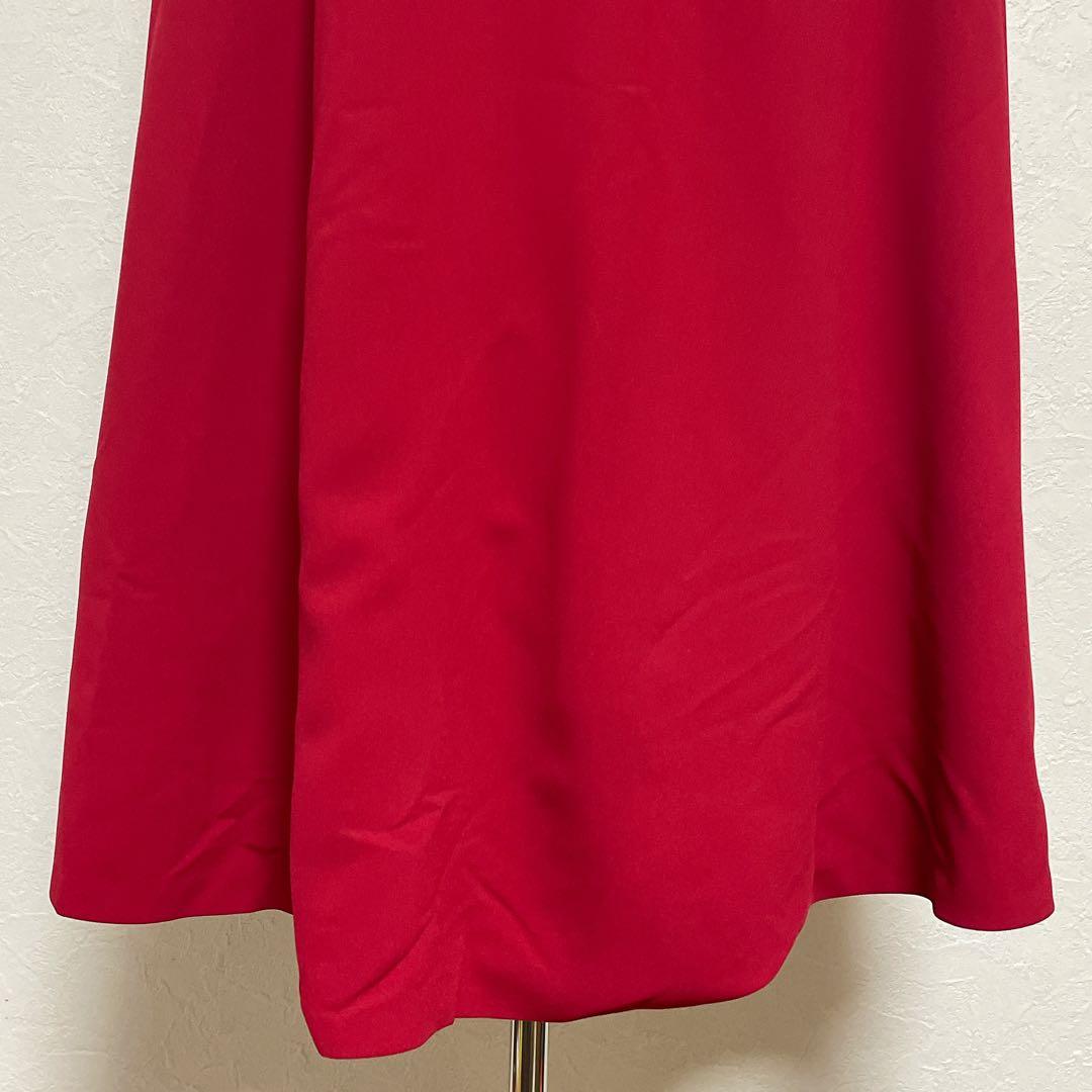 【美品】アリスアンドオリビア オフショルダーケープ付タイトワンピース M 赤