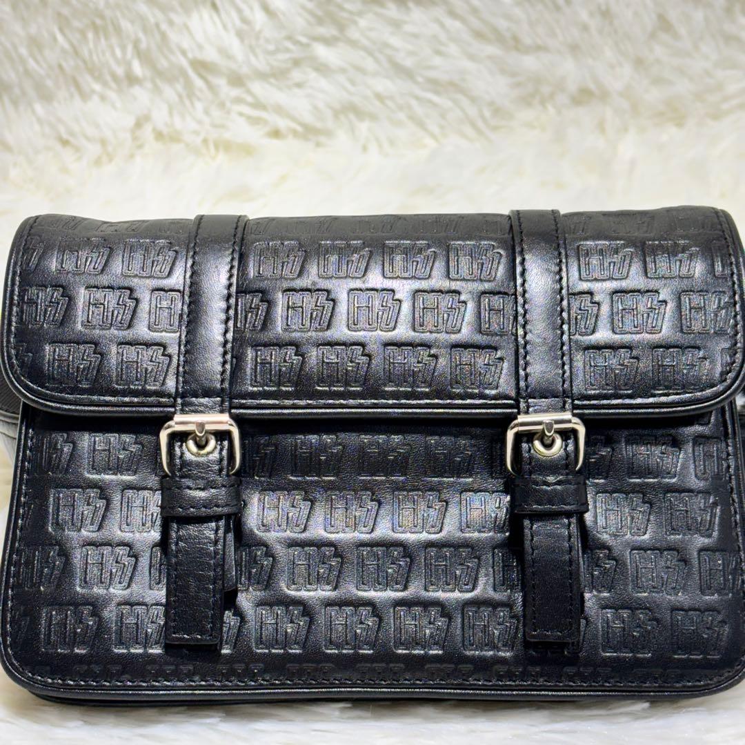 美品☆HYSTERIC GLAMOUR 総ロゴ レザー ポーチ オゾン 日本製