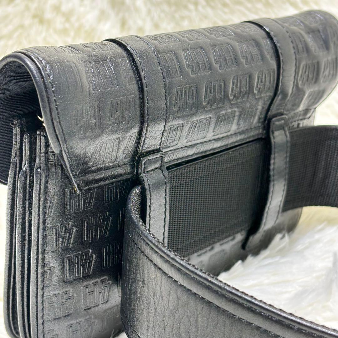 美品☆HYSTERIC GLAMOUR 総ロゴ レザー ポーチ オゾン 日本製