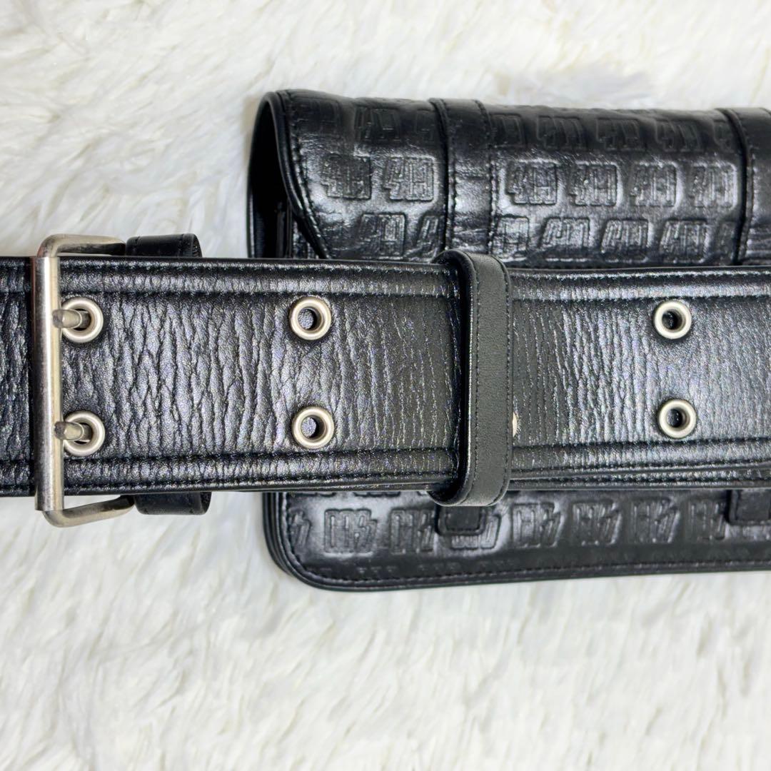 美品☆HYSTERIC GLAMOUR 総ロゴ レザー ポーチ オゾン 日本製