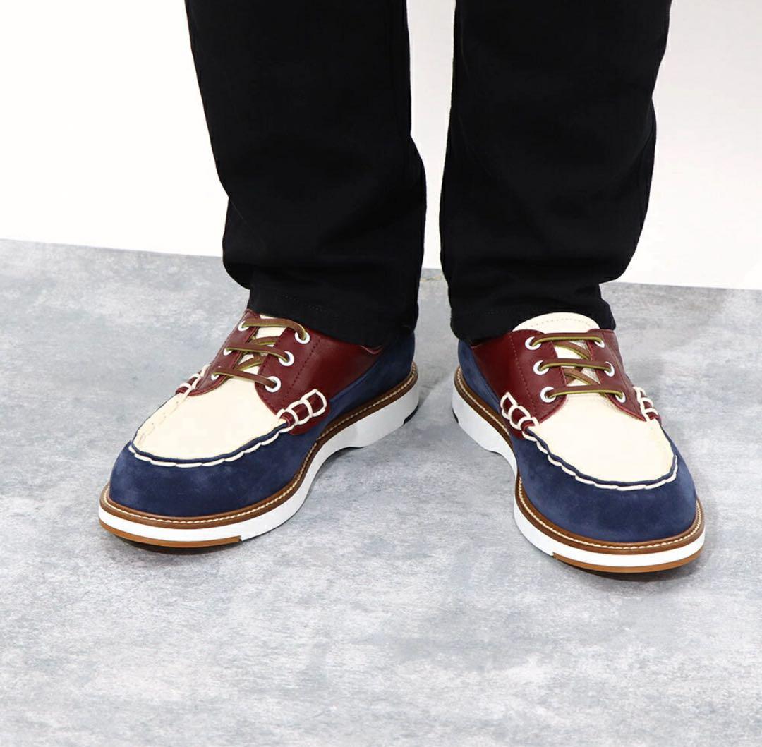 TOD'S デッキシューズ 27cm 紺×白×ボルドー イタリア製