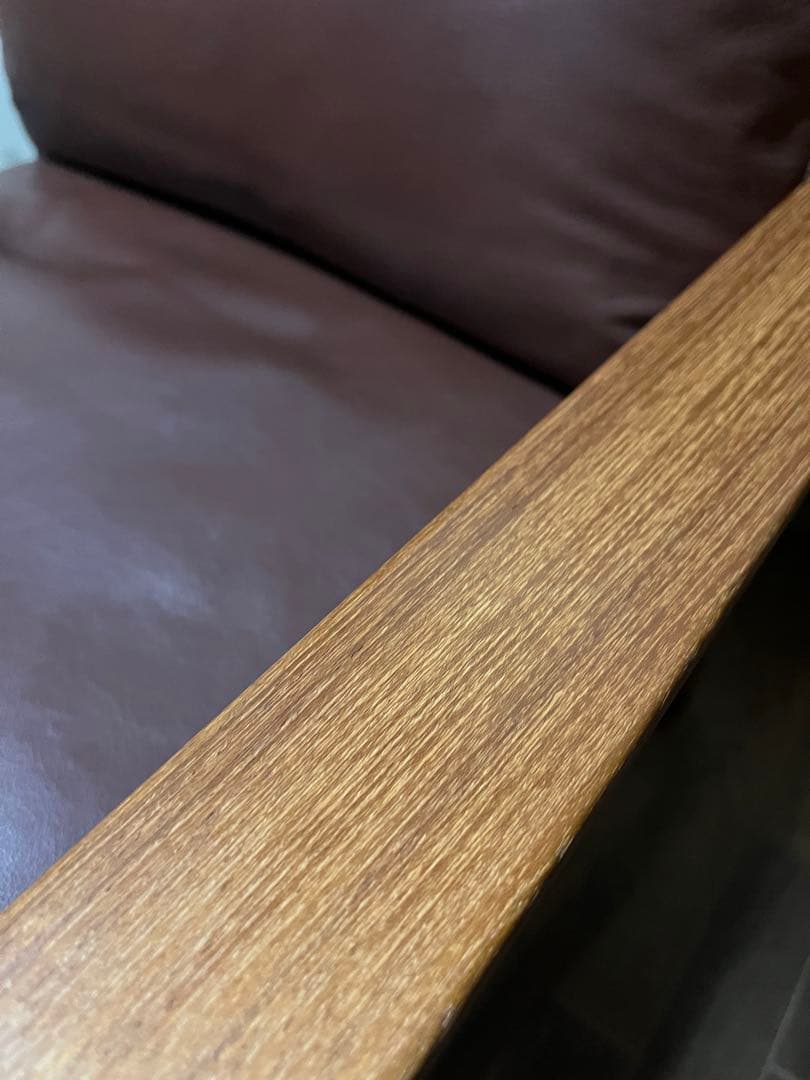 北欧　ビンテージ　チーク製　レザー　本革　シングルソファ