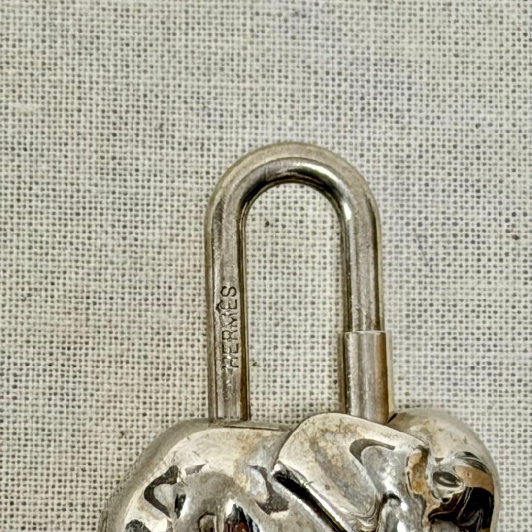 中古 エルメス HERMES カデナ 南京錠 1988年 象 シルバー金具